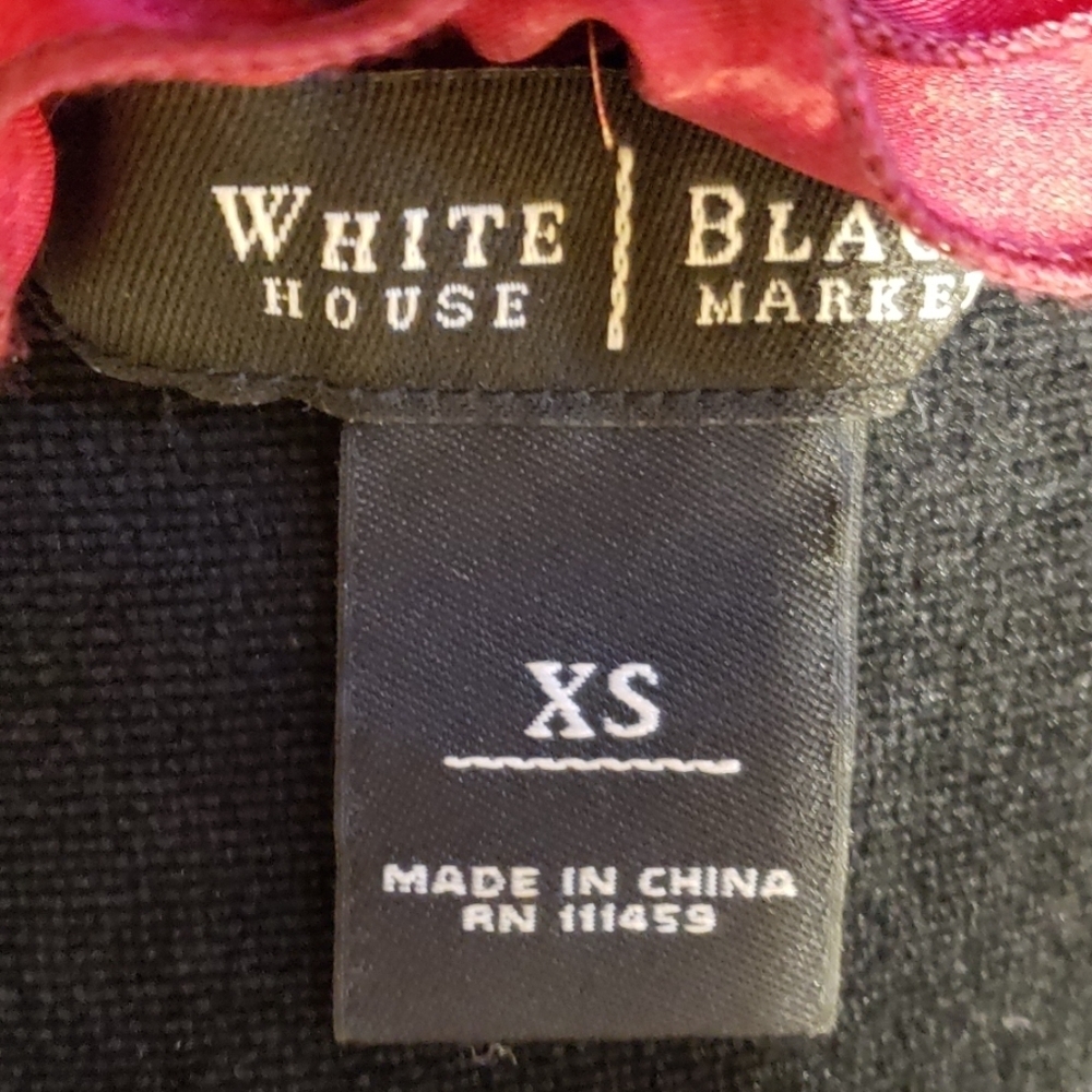 WHBM rose red black satiny light 3/4 sleeve top - Picture 5 of 6